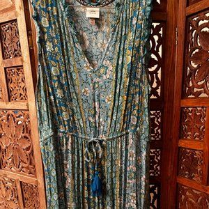 Knox Rose Blue Boho / Bohemian Dress - Midi - XXL